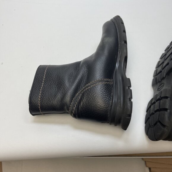 Pajar Black Utility Leather Chunky Boots Wom 7 US Warm Genuine Shearling Lining - Picture 13 of 15